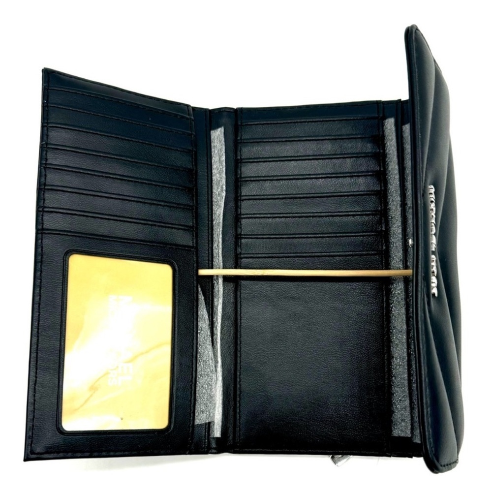 Michael Kors Large Quilted Trifold Wallet Black/Silver - Picture 7 of 9